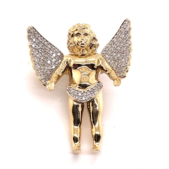 14KT Yellow Gold Diamond Baby Angel Pendant - image 2