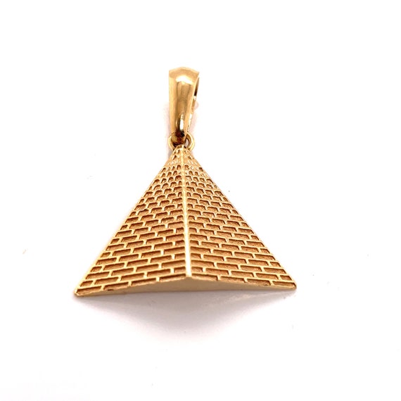 10KT Yellow Gold 3D Pyramid Charm Pendant
