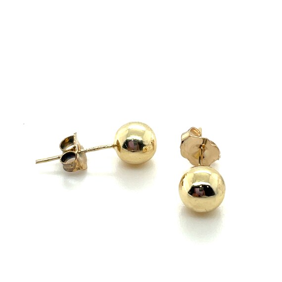 14KT Yellow Gold Round Gold Ball Stud Earrings - image 2