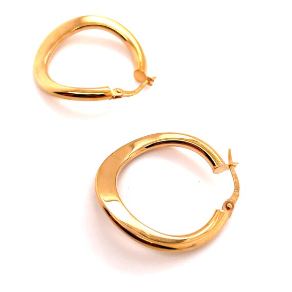 14KT Yellow Gold Minimal Dainty Wave Hoop Earrings - image 4