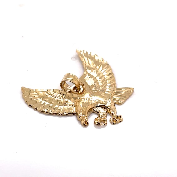 14KT Yellow Gold Large Eagle Charm Pendant - image 2