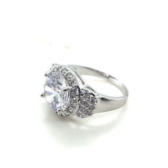 925 Silver Halo Engagement Ring - image 3