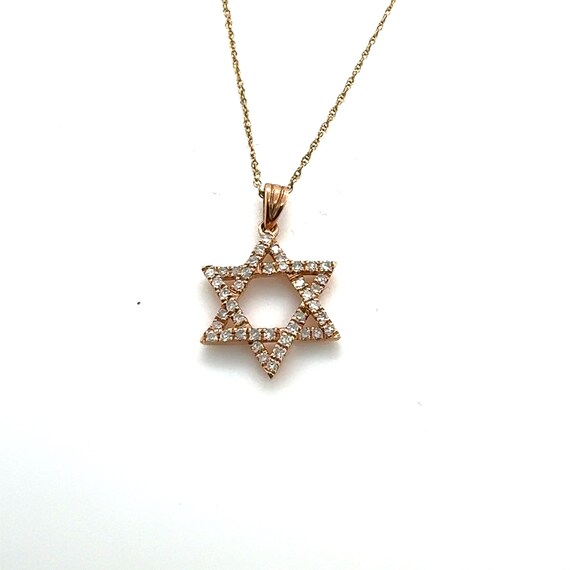 14KT Rose Gold Diamond Star of David Magen David … - image 2