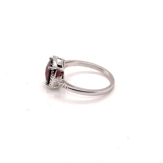 Diamond & Extra Facet Cushion Cut Garnet Halo Sem… - image 6