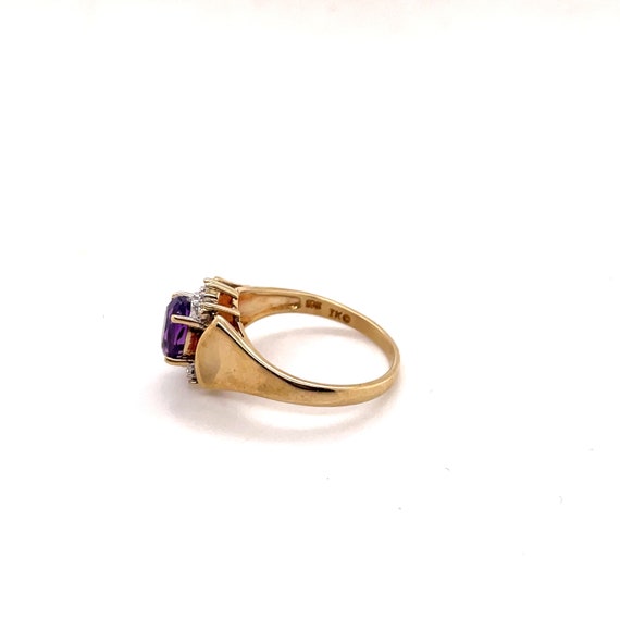 10K Yellow Gold Oval Cut Amethyst Solitaire Flowe… - image 4