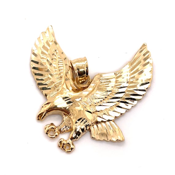 14KT Yellow Gold Large Eagle Charm Pendant - image 1