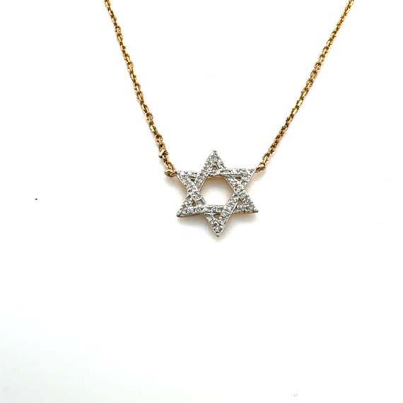 14KT Yellow Gold Diamond Star of David Magen Davi… - image 2