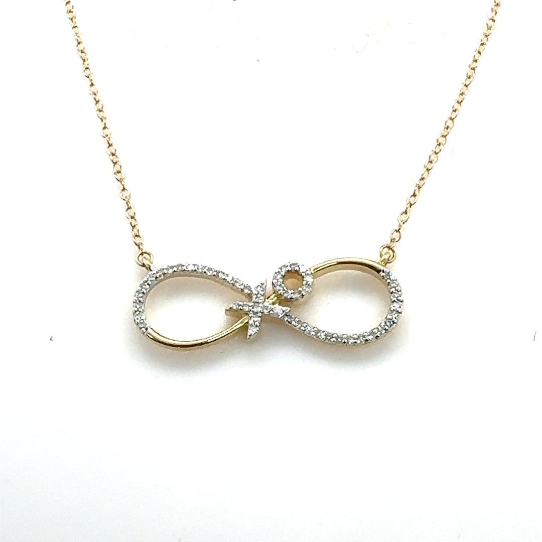 14KT Yellow Gold Diamond Infinity X and O Necklace Etsy