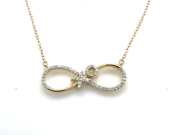 Collier Infinity X et O en or jaune 14 carats et diamants