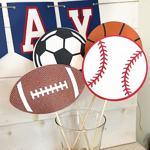 Personalized Sports Birthday Centerpiece Sports Birthday Party Decoration Sports Party Decor Newborn Cake Smash Gender Reveal All Star Sport