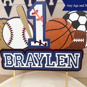 Sport Cake Topper Sport Geburtstag Erster Geburtstag Neugeborener Junge Gender Reveal Sport-Geburtstagsfeier-Thema All Star Sport 1.Jahr Babygeschenk Bild 3