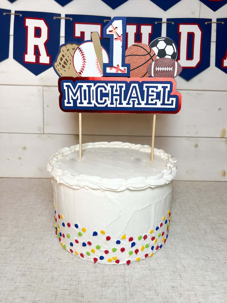 Sport Cake Topper Sport Geburtstag Erster Geburtstag Neugeborener Junge Gender Reveal Sport-Geburtstagsfeier-Thema All Star Sport 1.Jahr Babygeschenk Bild 9