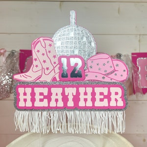 Disco Cowgirl Personalized Cake Topper Cowgirl Cake Topper Space Cowgirl Boots and Bling Cake Topper Disco Cowgirl Birthday Disco Cowgirl