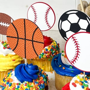 All Star Sports Cupcake Toppers first year birthday sports party newborn boy decor  gender reveal rookie of the year newborn cupcake toppers