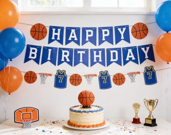 Pancarta de cumpleaños personalizada de baloncesto: decoración para fiestas deportivas