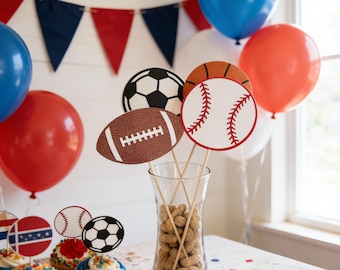 Personalized Sports Birthday Centerpiece Sports Birthday Party Decoration Sports Party Decor Newborn Cake Smash Gender Reveal All Star Sport