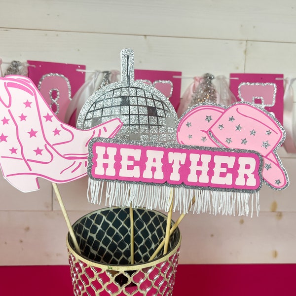 Disco Cowgirl Centerpiece Pink Cowgirl Party Disco Cowgirl Table Decor Disco Cowgirl Party Cowgirl Supplies Disco Decorations Newborn 1 year