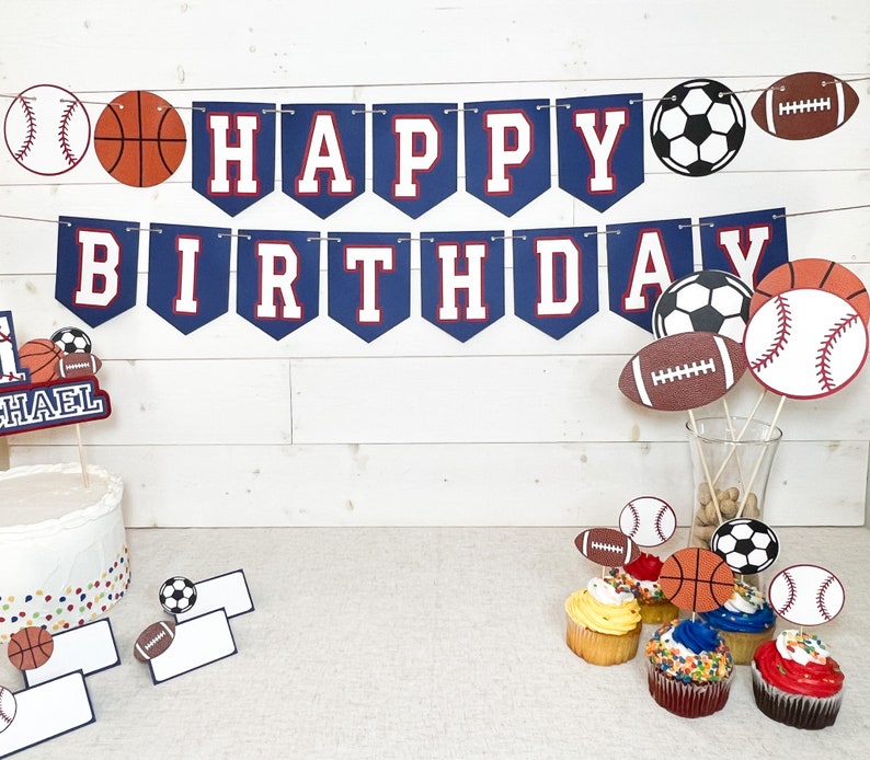 Sport Cake Topper Sport Geburtstag Erster Geburtstag Neugeborener Junge Gender Reveal Sport-Geburtstagsfeier-Thema All Star Sport 1.Jahr Babygeschenk Bild 10