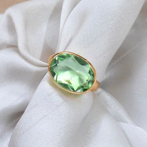 Green Amethyst Ring: 925 Sterling Silver, Oval Prasiolite Solitaire
