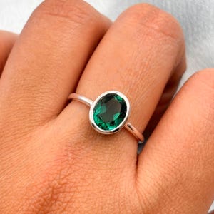 Dainty Teal Sapphire Ring, Women Gold 7x9m Sapphire Ring, Bridesmaid Gift, Vintage Sapphire Ring, September Birthstone, 925 Silver, Gift her