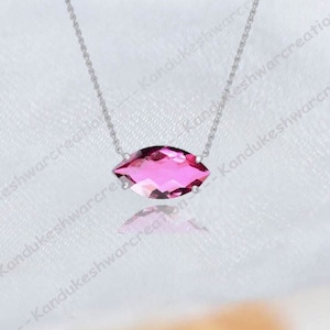 Tourmaline Necklace, Marquise Pink Tourmaline Necklace, October birthstone, 925 sterling Silver, Women Tourmaline Pendant, Engagement Gift