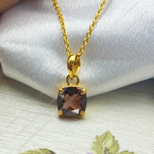 Dainty Smoky Quartz Pendant: 925 Sterling Silver, Handmade Jewelry