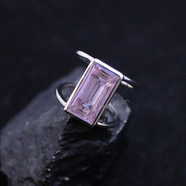 Natural Kunzite Ring, Pale Pink Kunzite Ring, Delicate Kunzite Ring, Cocktail Ring, 925 Sterling Silver Ring, Gemstone Ring, Gift For her