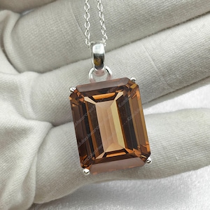 Large Smoky Quartz Pendant: Octagon 18x23mm, 14k Gold Fill, 925 Silver