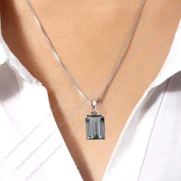 Pendentif en argent spinelle gris, collier spinelle femme, cadeau de fiançailles, pendentif de tous les jours, argent sterling 925, bijoux faits main spinelle gris