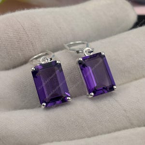 Handmade Sterling Silver Amethyst Leverback Earrings: February Birthstone