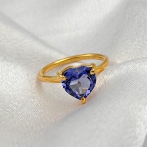 Dainty Heart Tanzanite Ring: 925 Sterling Silver December Birthstone