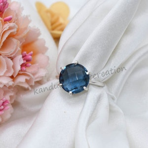 Checker Cut Kyanite Ring: 925 Sterling Silver Gemstone Ring