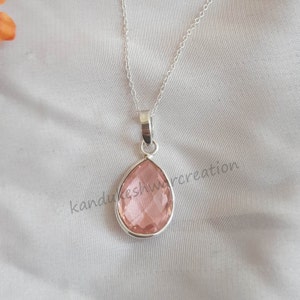 Handmade Pear Morganite Pendant: 925 Sterling Silver Necklace