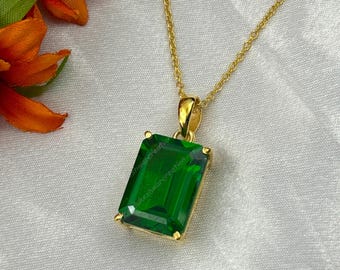 Handmade Tsavorite Pendant: 18K Gold Fill Green Garnet Necklace
