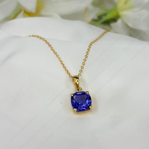 Pendentif En Argent Sterling 925 Sertissant Une Tanzanite Bleue Naturelle - Fait Main En Inde - Taille Excellente