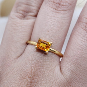 Baguette Citrine Ring: 925 Sterling Silver, November Birthstone