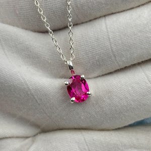 Vintage Pink Tourmaline Necklace: 925 Sterling Silver Pendant, October Birthstone