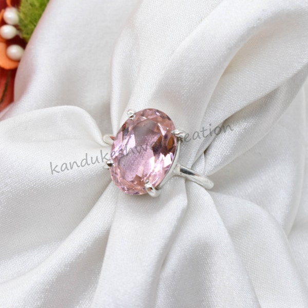 Pink Morganite Ring, Everyday Ring, Morganite Ring, Christmas Gift, Gift For her, 925 Sterling Silver, Women Morganite Engagement Jewelry