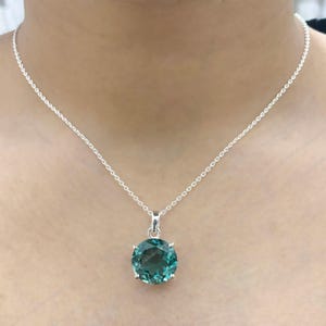 Teal Sapphire Pendant Necklace: 925 Sterling Silver, Handmade Jewelry