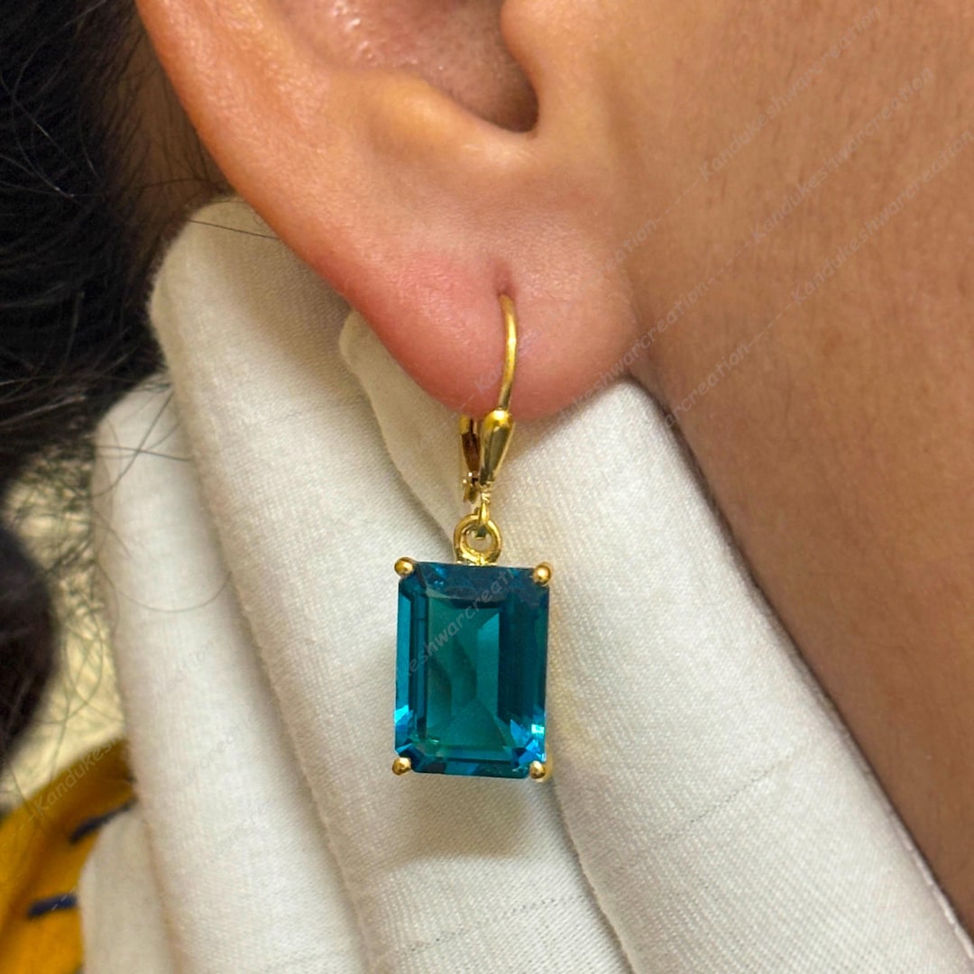 London Blue Topaz Dangle Earrings: Gold Fill Lever Back, Sterling ...