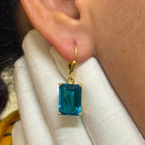 London Blue Topaz Earrings, Gold Fill Lever Back, Blue Topaz Earrings, December Birthday, 925 Sterling Silver, Dangle Earrings, Gift for her