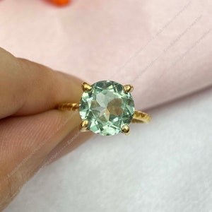 Green Amethyst Ring: 925 Sterling Silver Prasiolite Gemstone