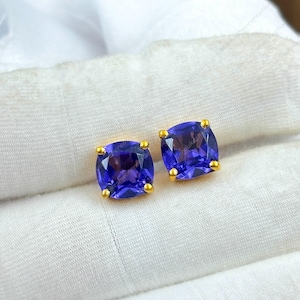 Tanzanite Studs Earrings, 18K Gold Fill Delicate Tanzanite Stud, December Birthstone, Gemstone Studs, Women Dainty Stud, 925 Sterling Silver