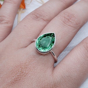 Pear Paraiba Tourmaline Ring: Vintage 925 Sterling Silver Promise Ring