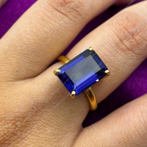 Emerald Cut Tanzanite Ring: 925 Sterling Silver, December Birthstone