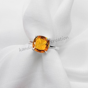Handmade Citrine Ring: 925 Sterling Silver, November Birthstone
