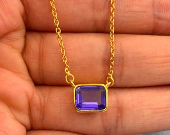 Dainty Tanzanite Pendant Necklace: 925 Sterling Silver, Handmade