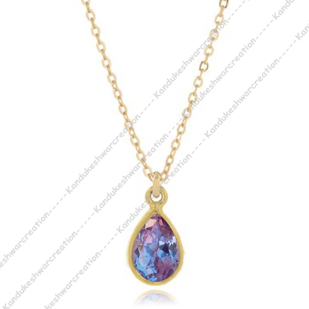 Sterling Silver Cat's Eye Teardrop Necklace & Earrings Set - 18" Chain