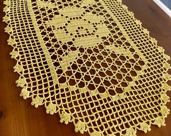 Beautiful Handmade Yellow Crochet Doily - Style 9