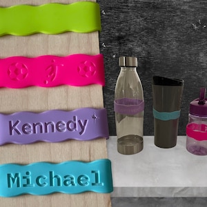 Personalized silicone Labels, Back to School Bottle Bands , Personalized Water Bottle Label for any occasion, Daycare Personalized cup
